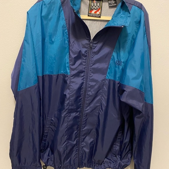 USA Olympic jacket in blue and teal green. embroidered on the left chest. Sz L - Picture 3 of 12